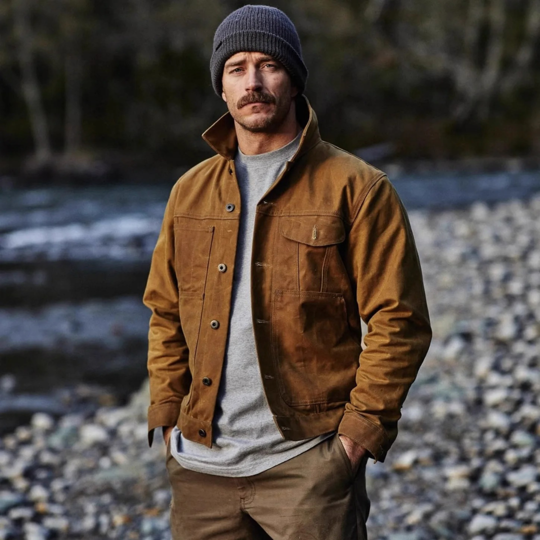 Mens Canvas Jacket Retro Ranch Style