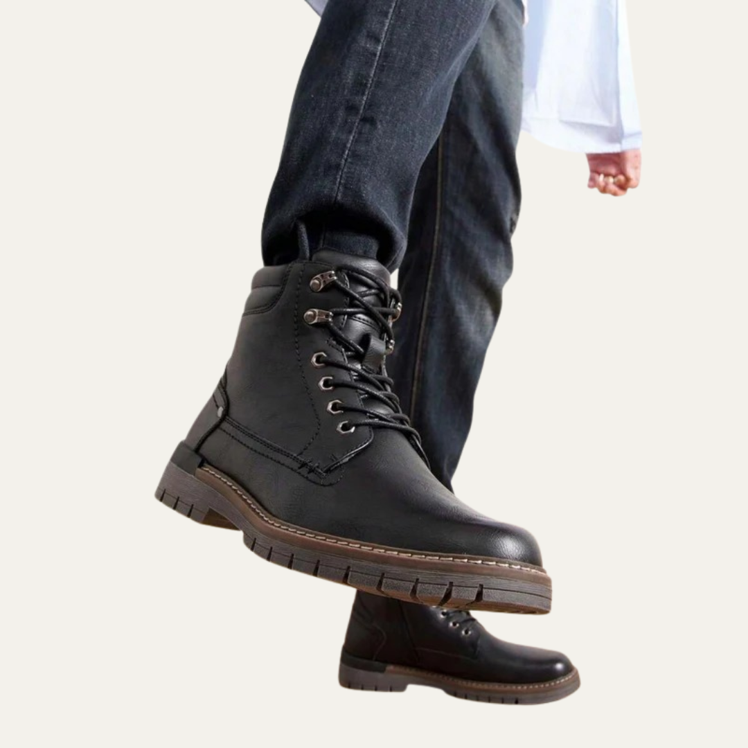 Mens Combat Boots Lace-Up Military Style Lug Sole