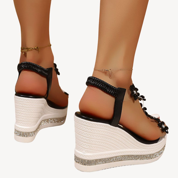 Womens Orthopedic Wedge Sandals Floral Clear Strap