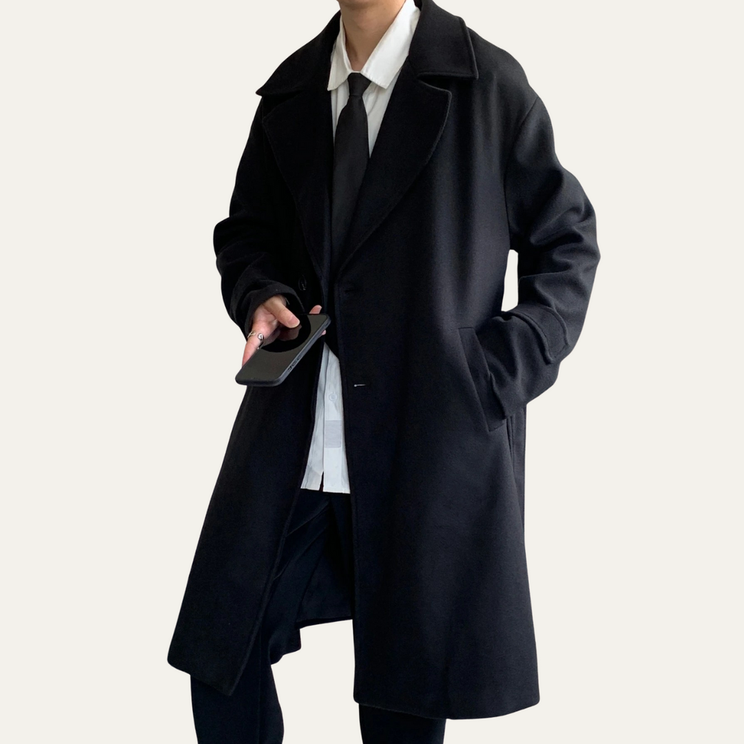 Mens Wool Wrap Coat with Belt Smart Fit