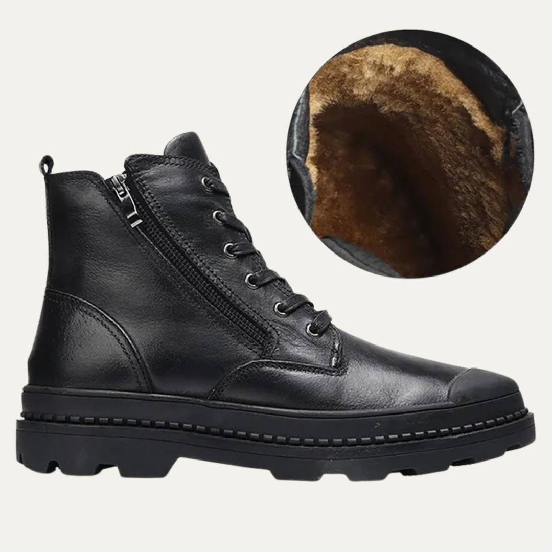Mens Leather Ankle Boots Fur Lined Warm Winter