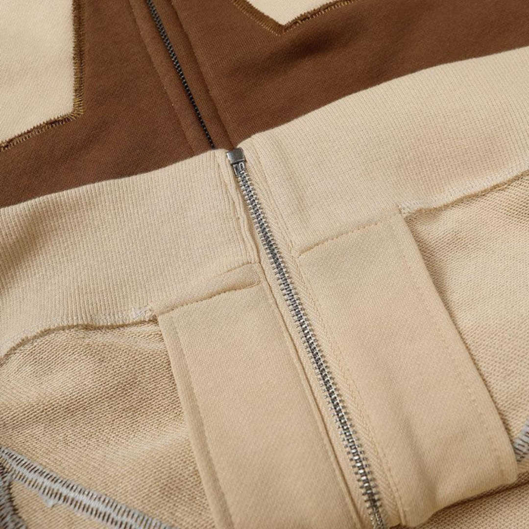 Mens Zip-Up Hoodie with Star Pattern Regular Fit