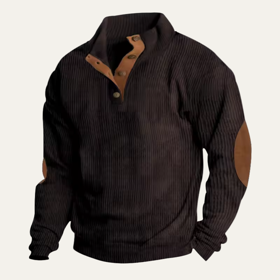 Mens Casual Knit Sweater Hoodie Loose Fit Buckle Neck