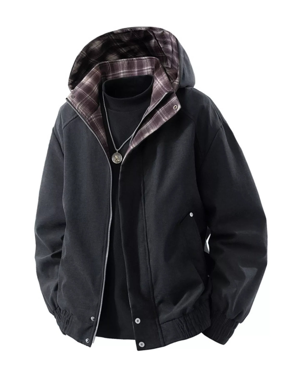Mens Hooded Zip-Up Jacket Large Size - BritishMode
