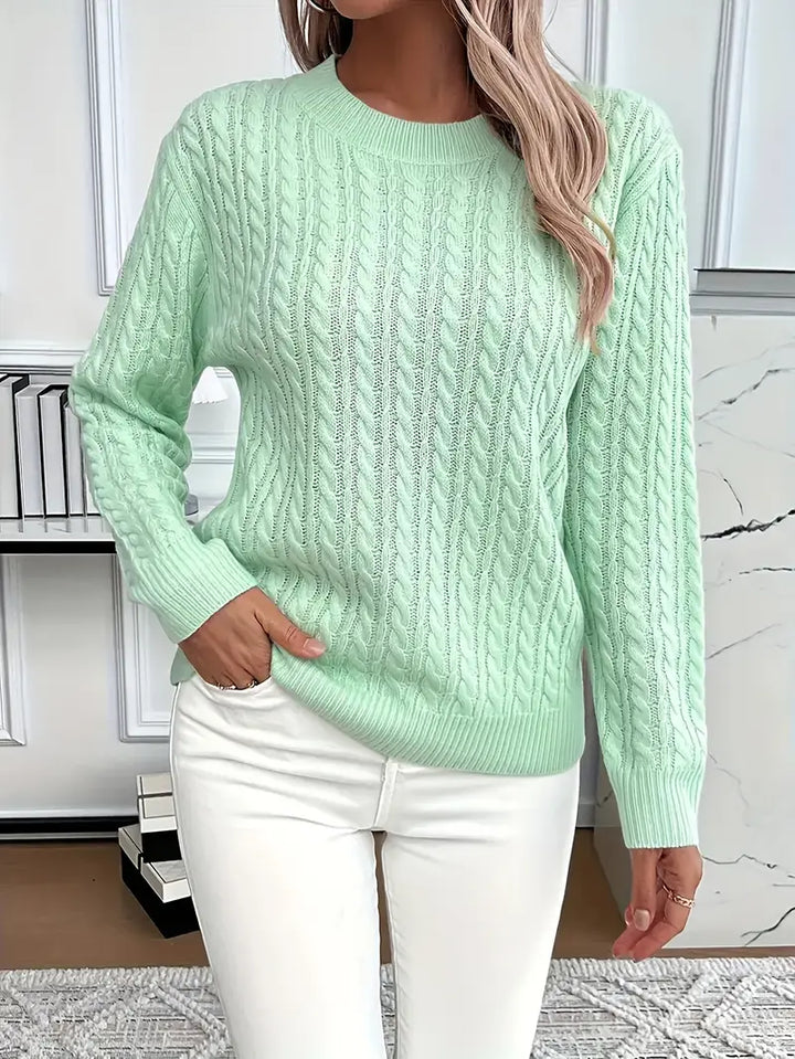 Womens Cable Knit Sweater Long Cozy Fit