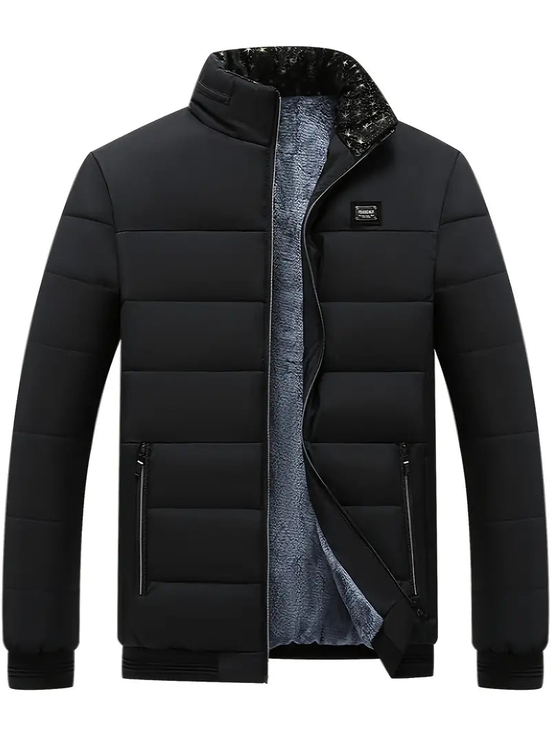 Mens Winter Jacket with Stand Collar Velvet Lining Warm - BritishMode