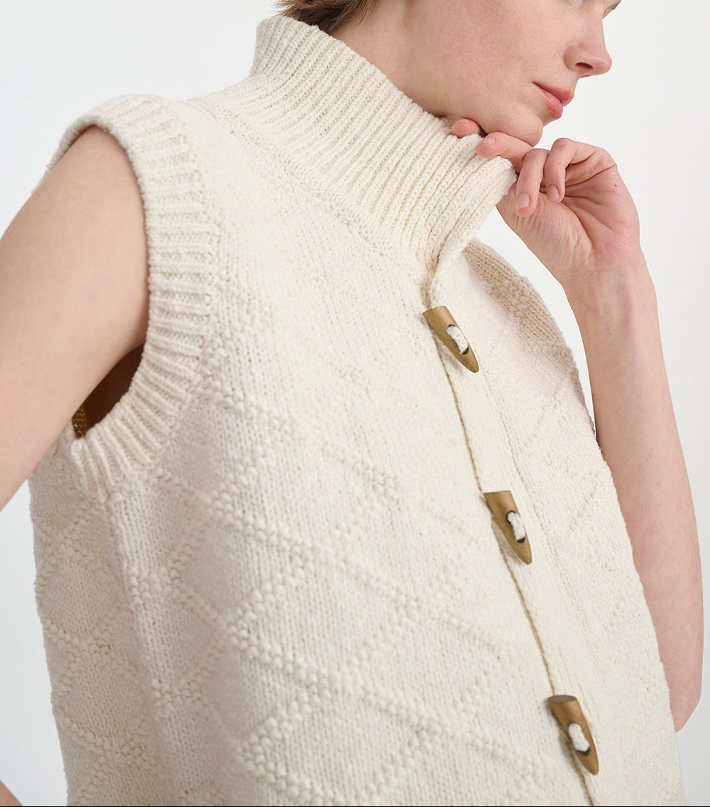 Womens Knit Buttoned Vest Soft Fit - BritishMode