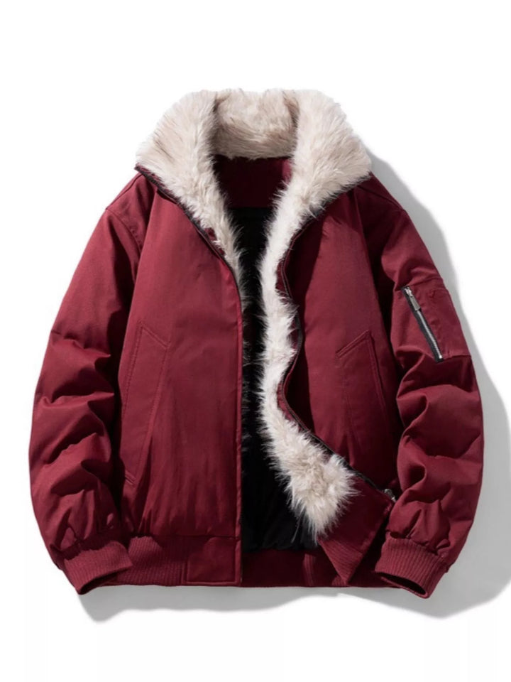 Mens Bomber Jacket Zip-Up Large Size