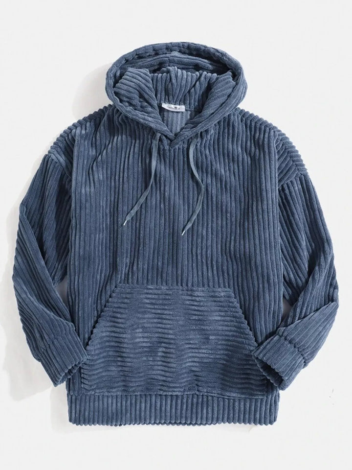 Mens Corduroy Hooded Jacket Relaxed Fit Large Size
