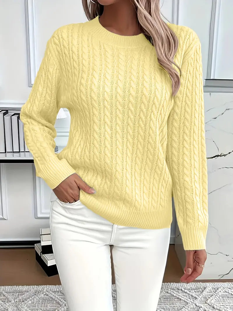 Womens Cable Knit Sweater Long Cozy Fit