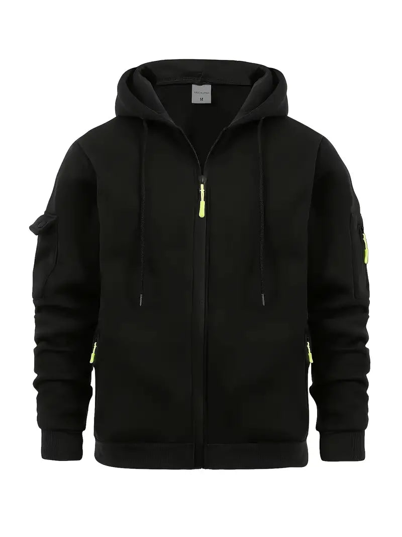 Mens Zip Hoodie Cotton Blend Regular Fit with Pockets