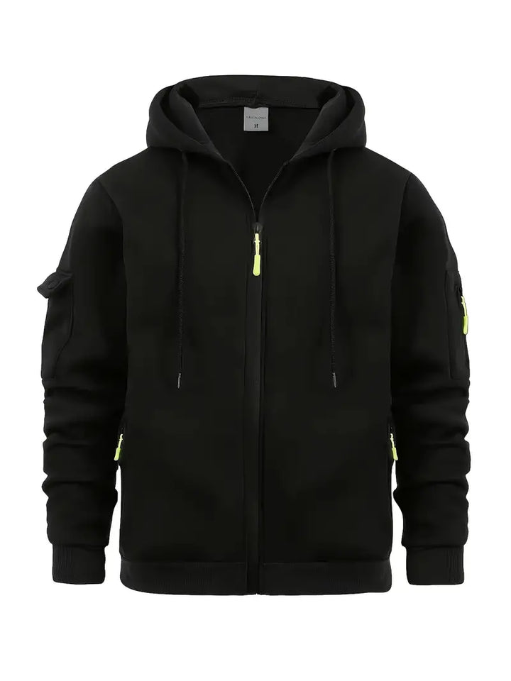 Mens Zip Hoodie Cotton Blend Regular Fit with Pockets