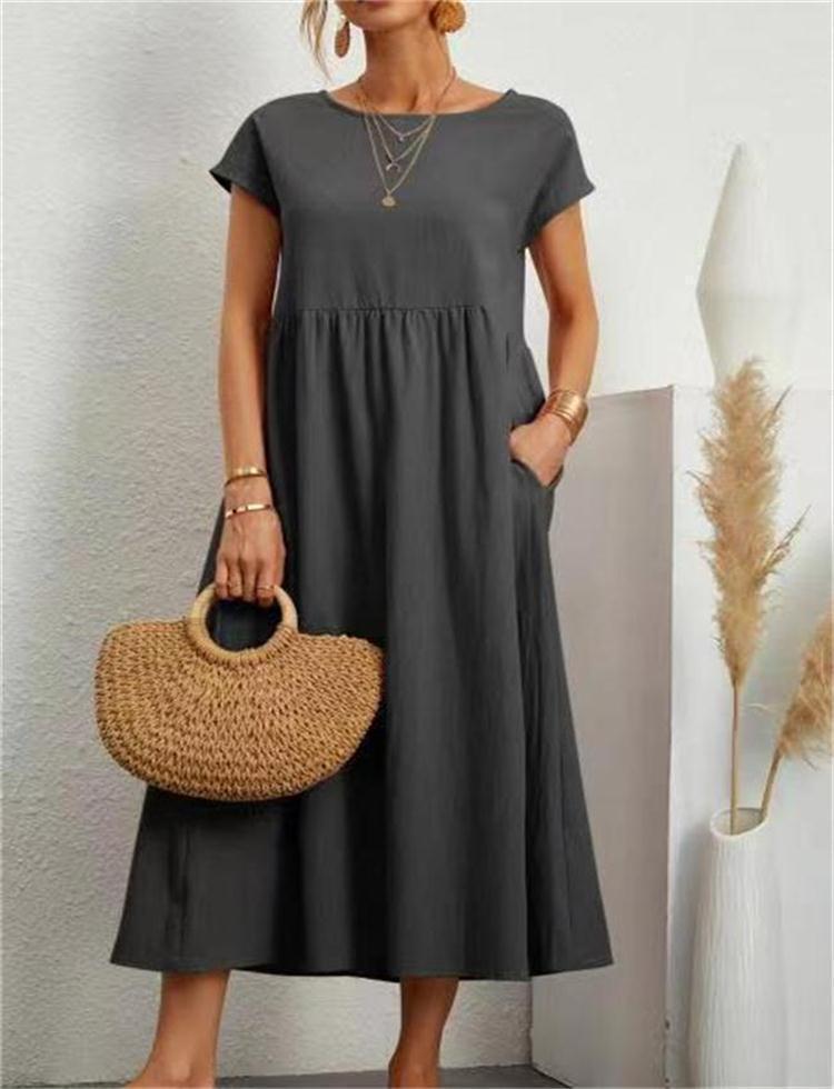 Womens Casual Midi Dress Comfortable Knee Length