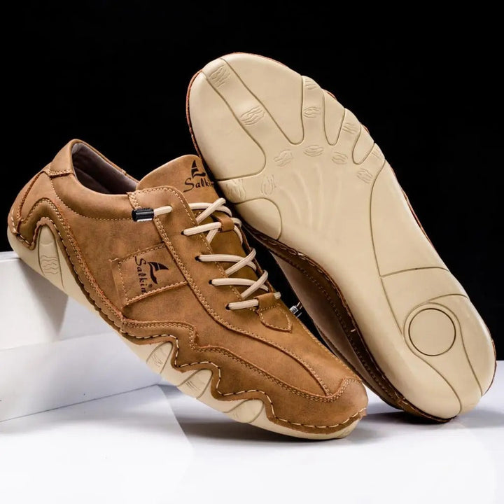Mens Casual Lace-Up Shoes with Contrast Stitching Curved Sole