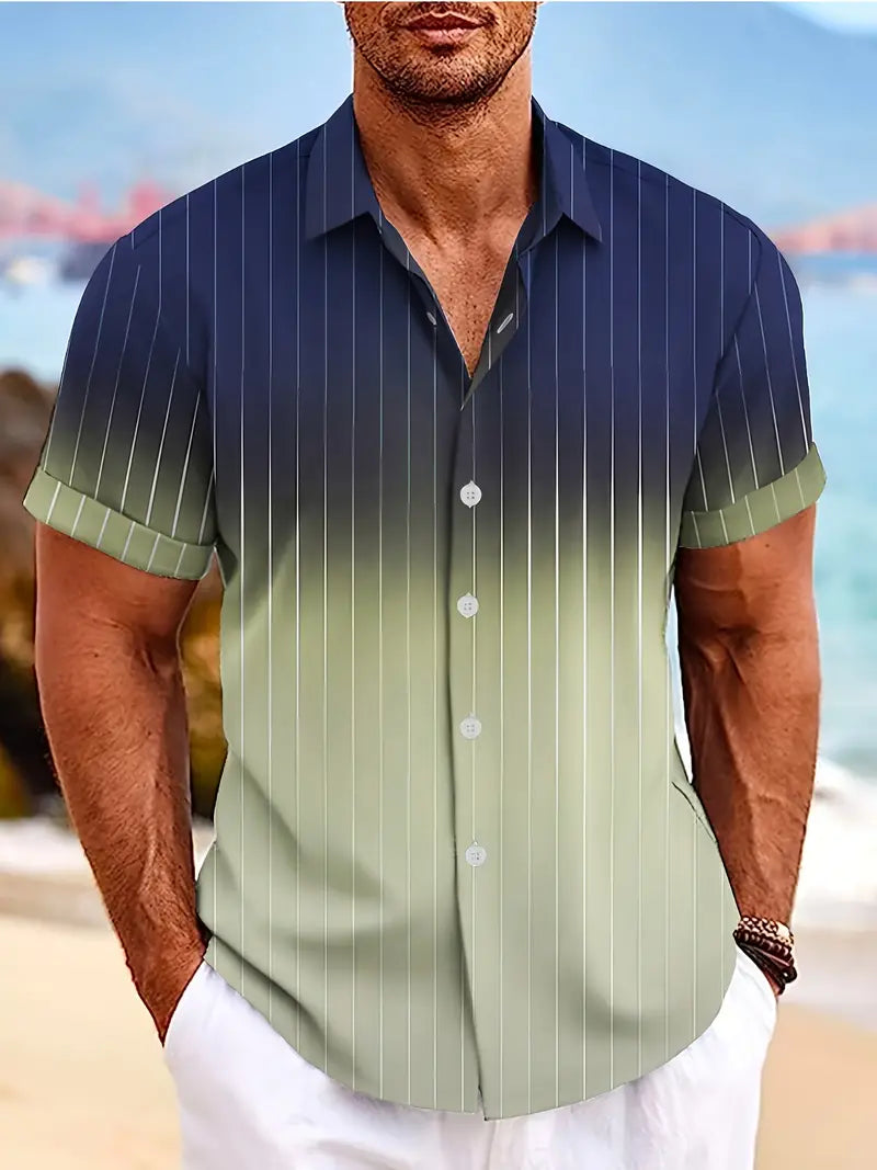 Mens Button-Down Shirt Cotton Short Sleeve Regular Fit