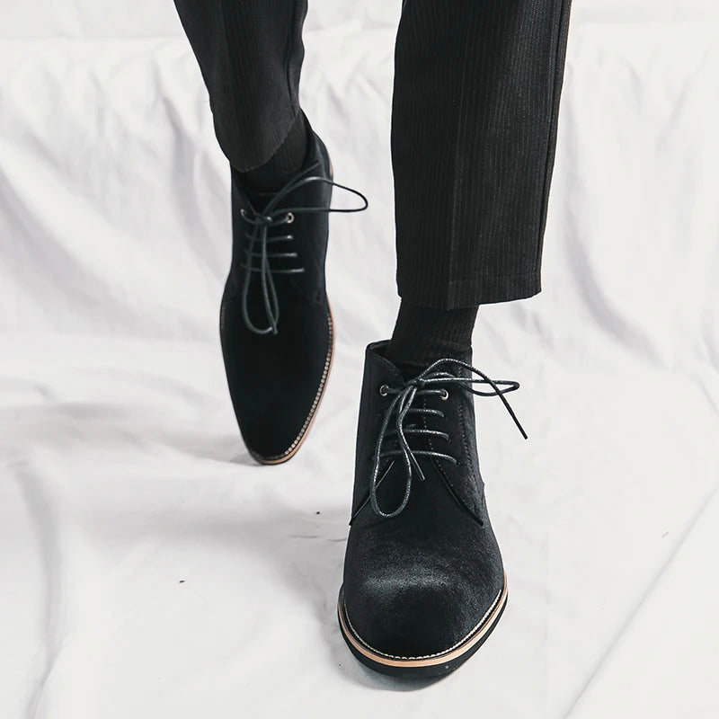 Mens Formal Leather Boots Lace-Up Classic Fit