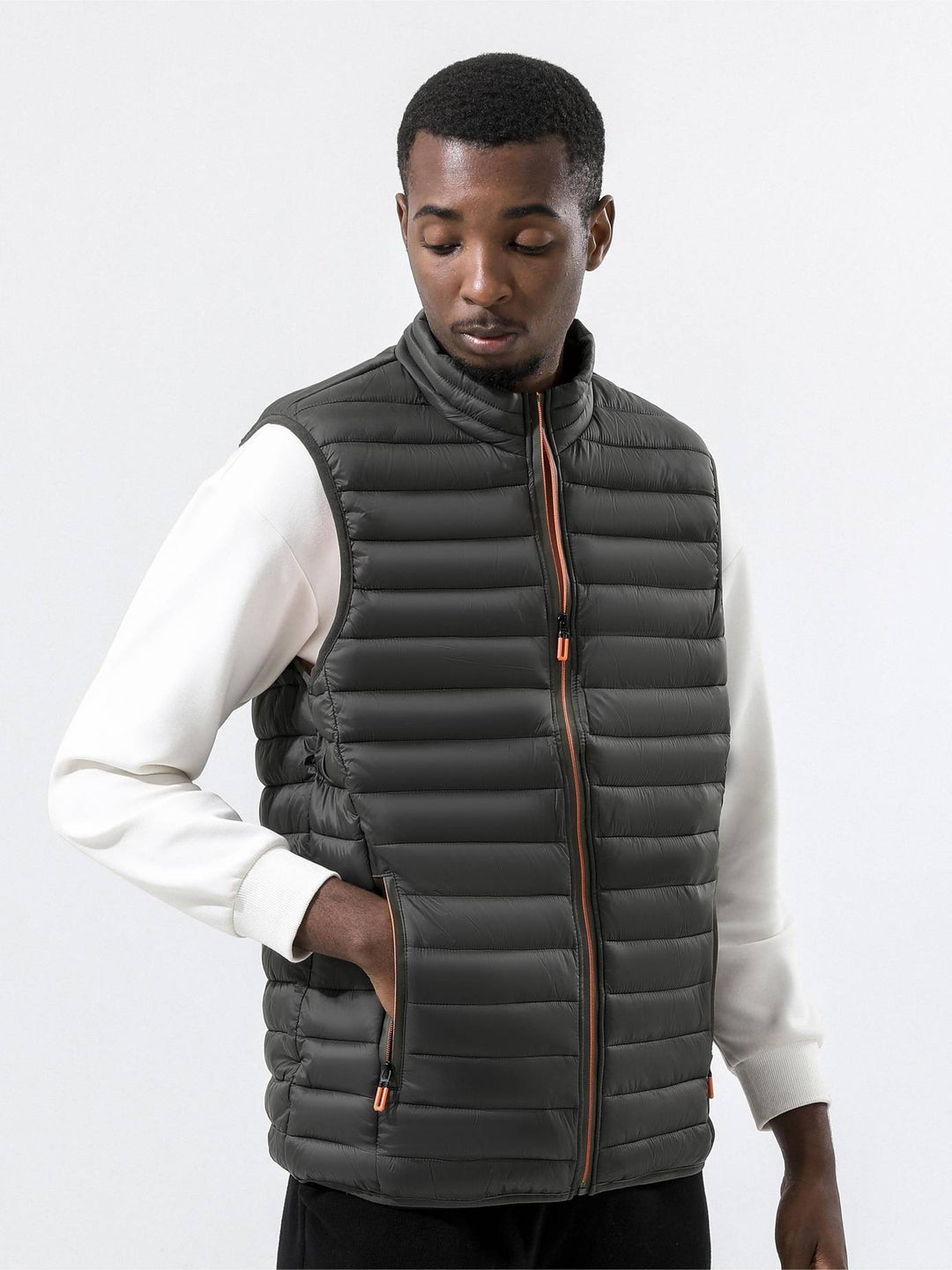 Mens High-Collar Gilet Lightweight Sleeveless Vest