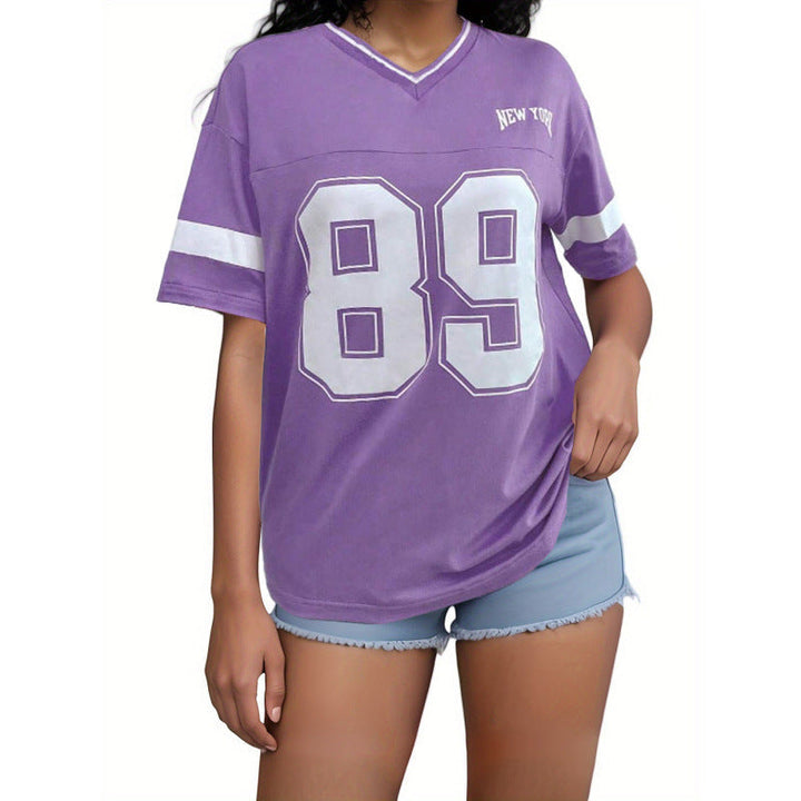 Womens Oversized Sports T-Shirt Cotton Relaxed Fit