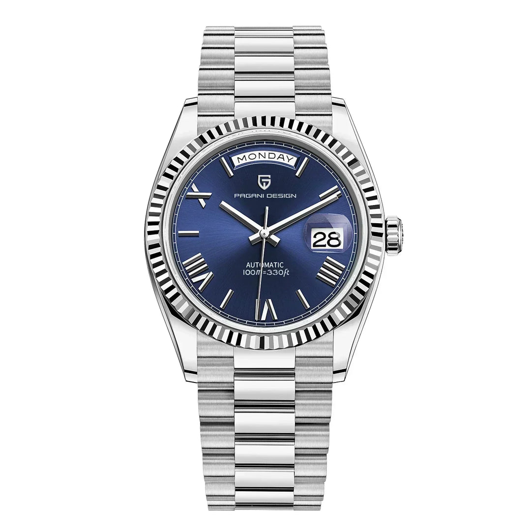 Mens Automatic Stainless Steel Watch with Date Display