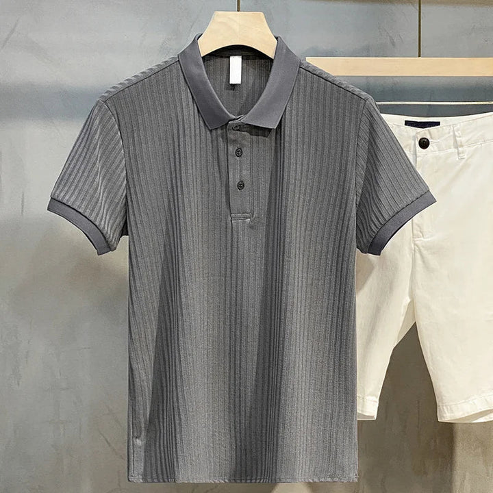 Mens Polo Shirt Knitwear Classic Striped Fit