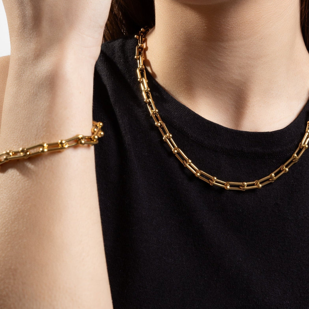 Womens Waterproof Gold-Plated Chain Bracelet Adjustable Fit