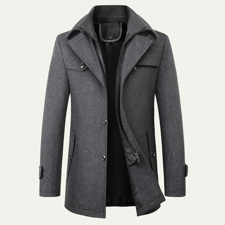 Mens Wool Blend Peacoat Mid Length Double Closure