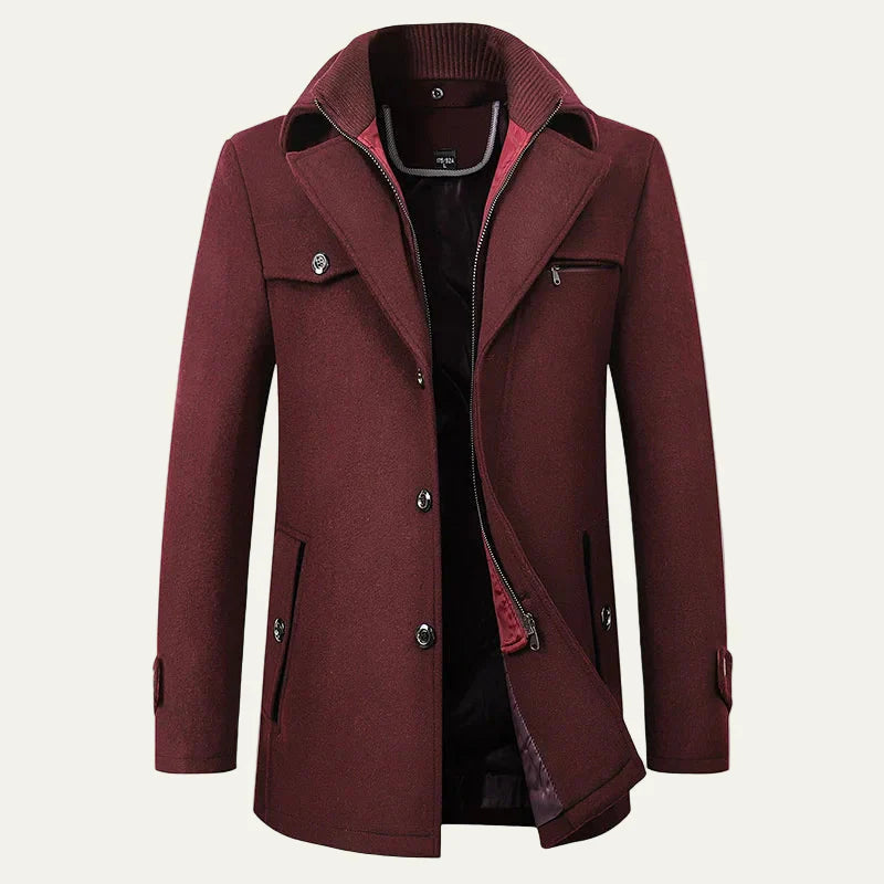 Mens Wool Blend Peacoat Mid Length Double Closure
