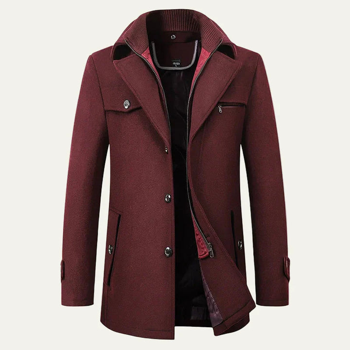 Mens Wool Blend Peacoat Mid Length Double Closure