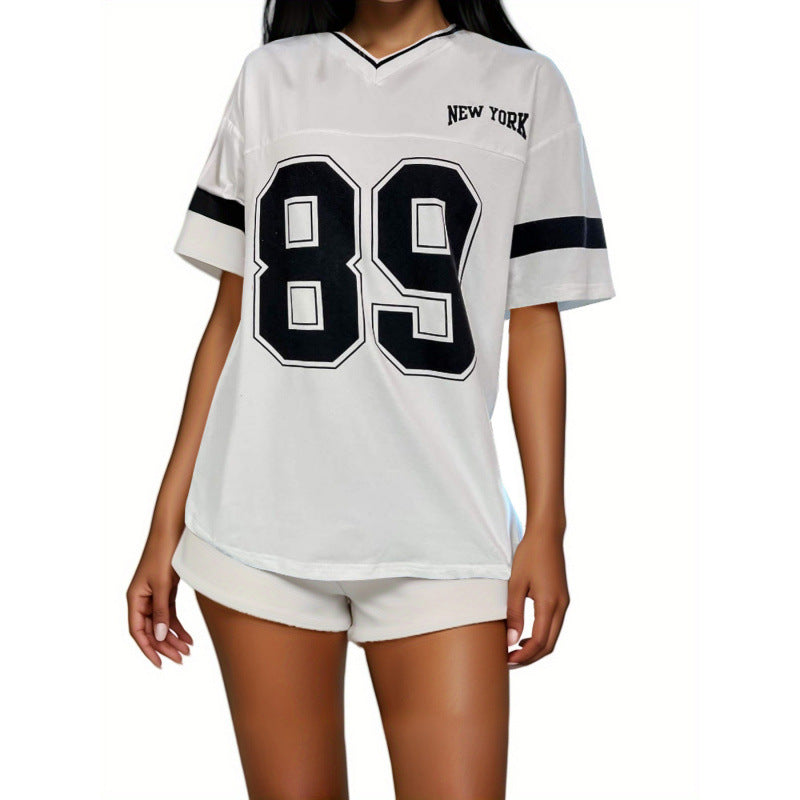 Womens Oversized Sports T-Shirt Cotton Relaxed Fit