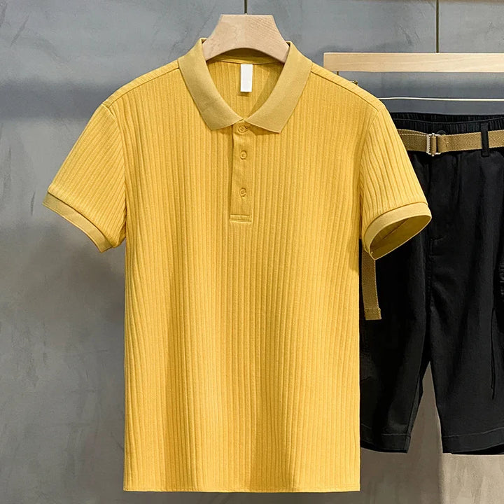 Mens Polo Shirt Knitwear Classic Striped Fit