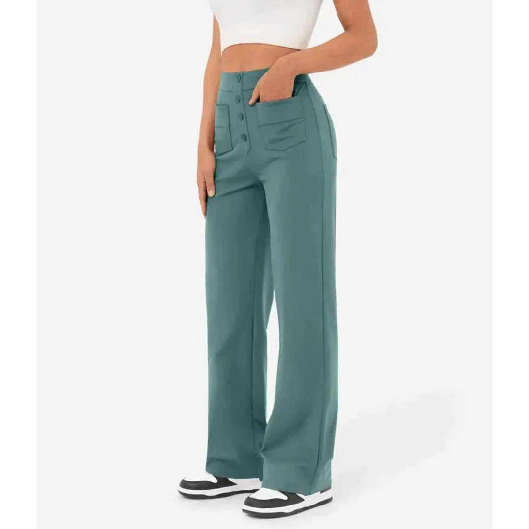Womens High-Waisted Pants Flexible Fit - BritishMode