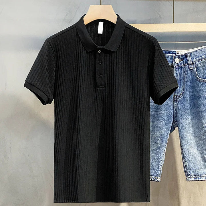 Mens Polo Shirt Knitwear Classic Striped Fit