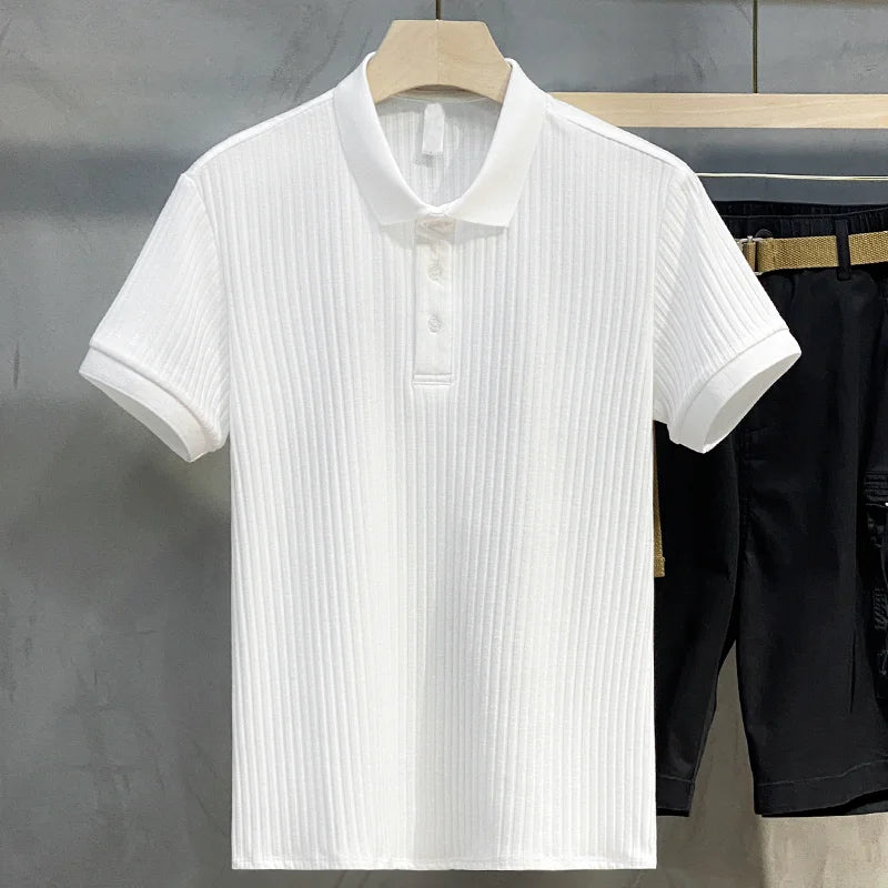 Mens Polo Shirt Knitwear Classic Striped Fit