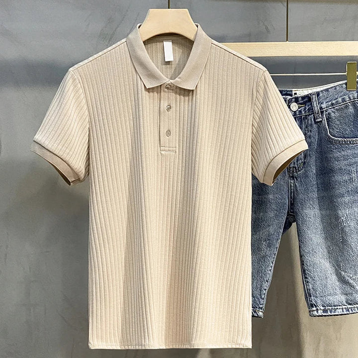 Mens Polo Shirt Knitwear Classic Striped Fit