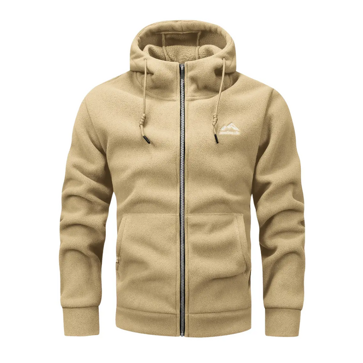 Mens Fleece Jacket with Hood and Zip Front