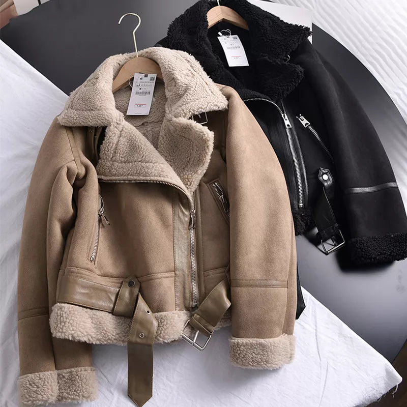 Womens Aviator Jacket Shearling Lined Classic Fit - BritishMode