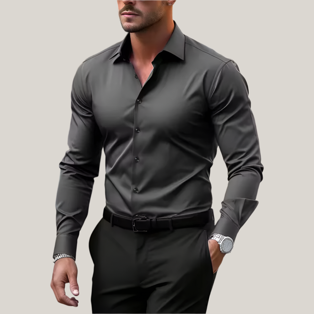 Mens Business Shirt Stretch Slim Fit Elegant - BritishMode