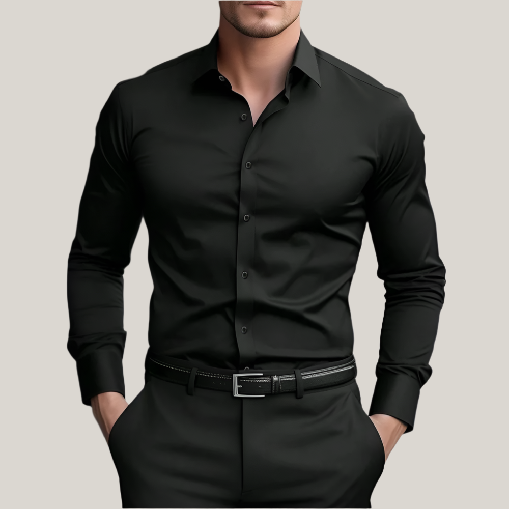 Mens Business Shirt Stretch Slim Fit Elegant