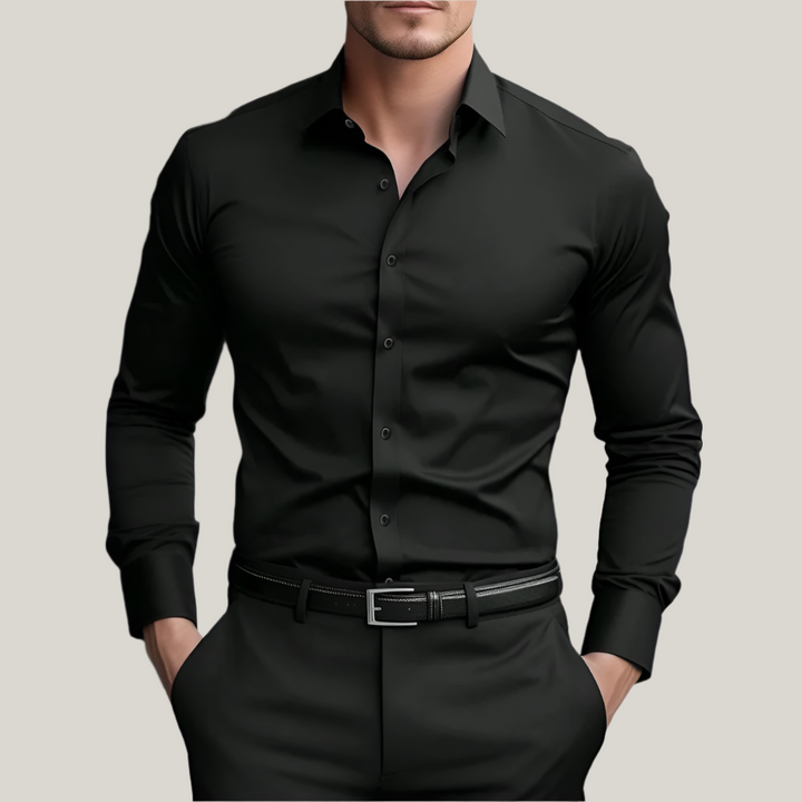 Mens Business Shirt Stretch Slim Fit Elegant