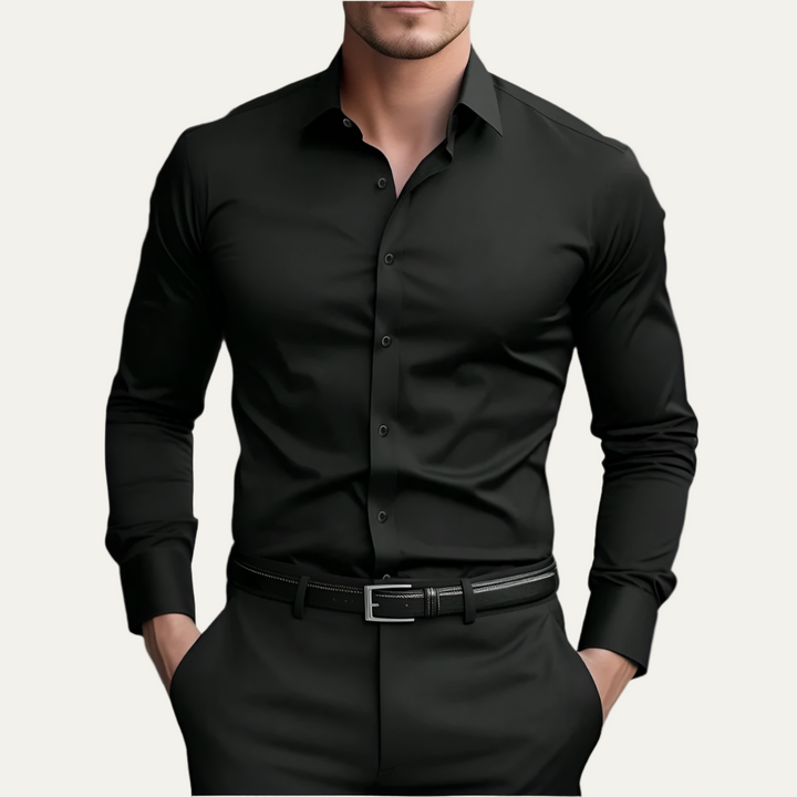 Mens Dress Shirt Stretch Tailored Fit Button Front