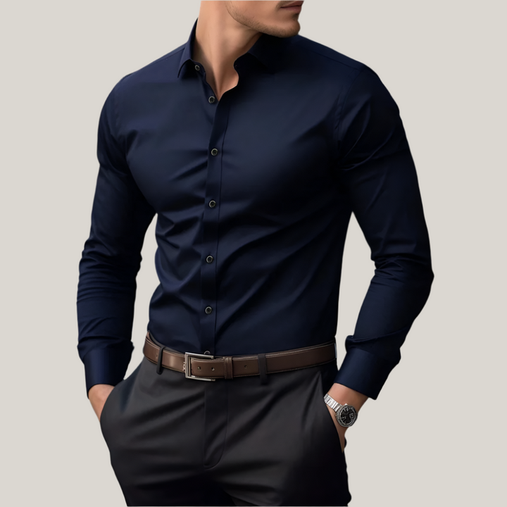 Mens Business Shirt Stretch Slim Fit Elegant