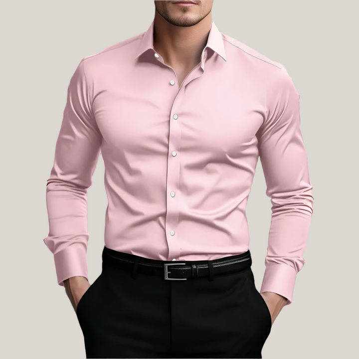 Mens Business Shirt Stretch Slim Fit Elegant