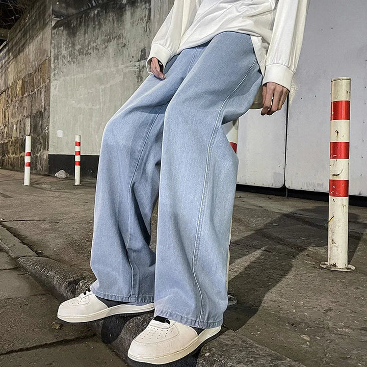 Mens Casual Wide Leg Jeans Baggy Fit - BritishMode