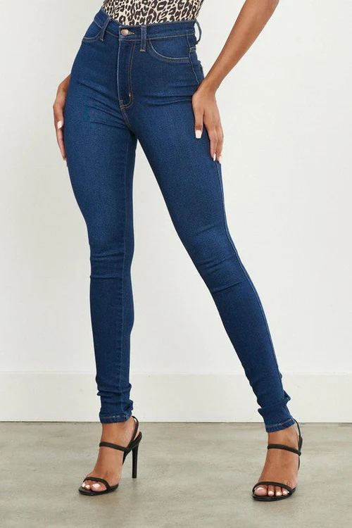 Womens High-Waisted Skinny Jeans Classic Fit - BritishMode