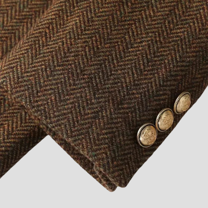 Womens Herringbone Blazer Coat Belted Fit