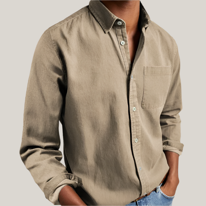 Mens Long Sleeve Cotton Shirt Classic Business Casual Fit
