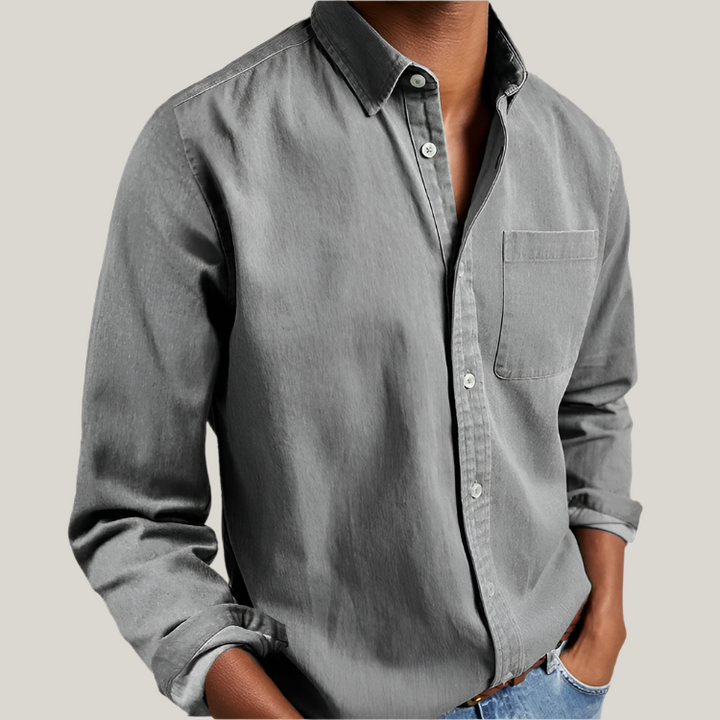 Mens Long Sleeve Cotton Shirt Classic Business Casual Fit