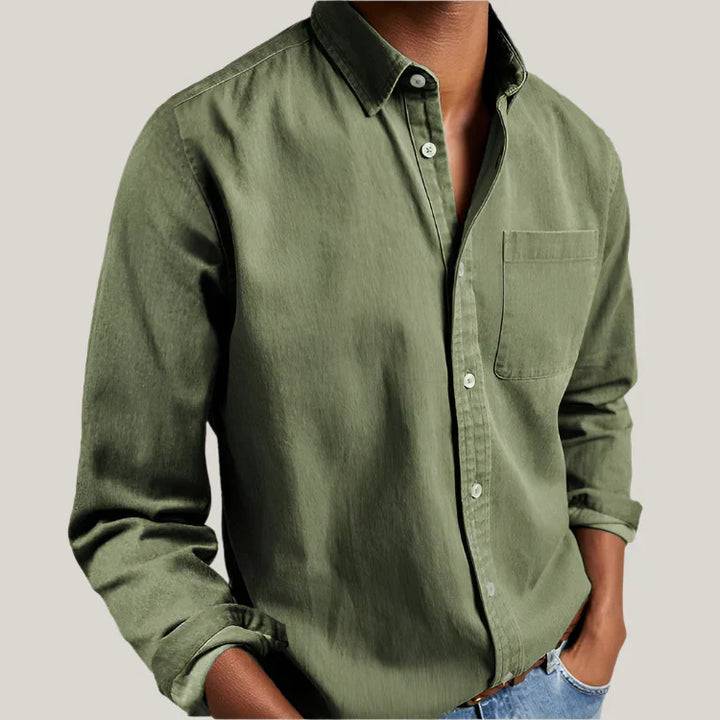 Mens Long Sleeve Cotton Shirt Classic Business Casual Fit