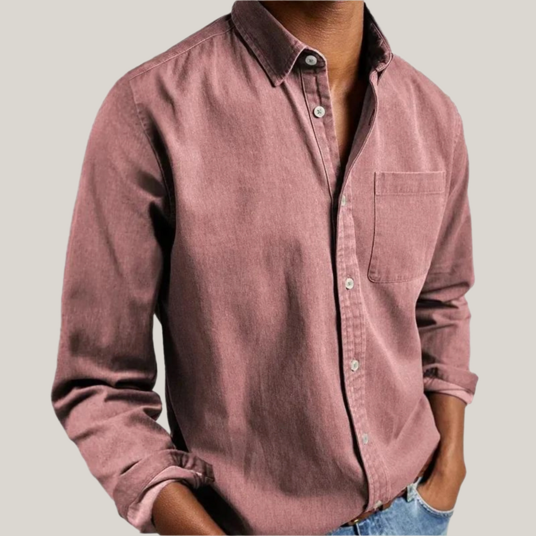 Mens Long Sleeve Cotton Shirt Classic Business Casual Fit