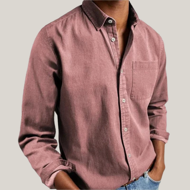 Mens Long Sleeve Cotton Shirt Classic Business Casual Fit